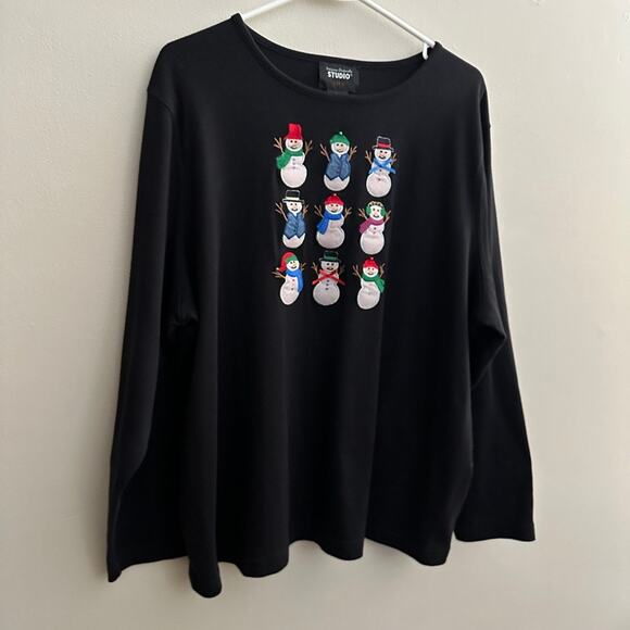 Designers Original Studio Vintage Y2K Ugly Christmas T-Shirt Embroidered Snowman - Picture 4 of 9